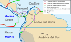 Mapa de la placa de los Andes del Norte
