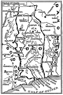 Mapa de la campaña de Togolandia durante la Primera Guerra Mundial