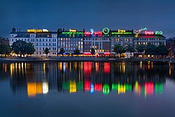 Vista panorámica de Nørrebro desde los lagos de Copenhague