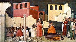 Fresco de Maso di Banco que ilustra leyendas milagrosas de Silvestre I
