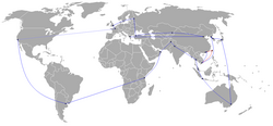 Mapa del recorrido mundial de la antorcha olímpica de Pekín 2008