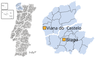 Mapa de la región de Minho