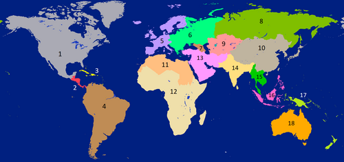 Representación de las regiones tradicionales del mundo