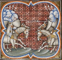 Miniatura histórica medieval que representa la Batalla de Muret