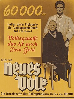Cartel de propaganda nazi sobre la eugenesia