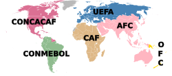 Mapa de las seis confederaciones de la FIFA