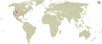 Localización global de los templos de la Iglesia.
