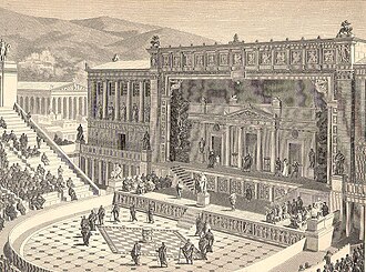 El teatro de Dioniso en Atenas (ilustración de 1891).