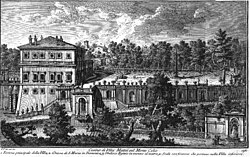 La Villa Celimontana en el Monte Celio según un grabado de Giuseppe Vasi de 1761