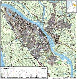 Mapa topográfico de la ciudad de Kampen