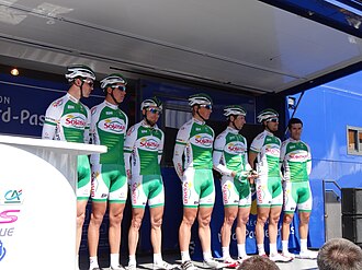 Ciclistas del equipo Saur-Sojasun en competición