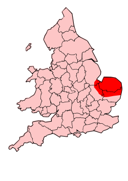 Mapa de la localización del territorio de los icenos en Inglaterra oriental