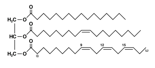 Estructura de un triglicérido insaturado
