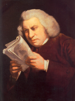 Retrato de Samuel Johnson por Joshua Reynolds mostrando su intensa concentración