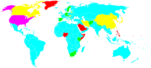 Mapa mundial con la distribución de los diferentes formatos de fecha utilizados por país