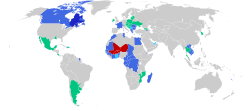 Mapa conceptual de la distribución de miembros de la OIF