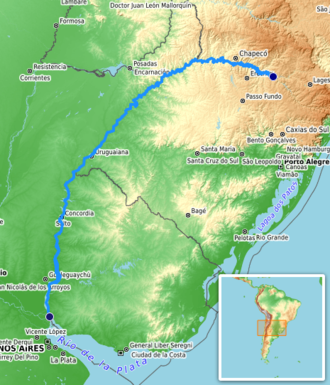 Esquema cartográfico del río Uruguay