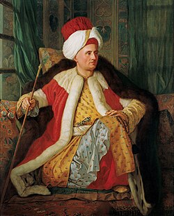 Pintura de un embajador de Francia con atuendo otomano