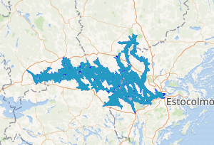 Mapa detallado del área del lago Mälar