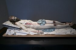 Talla de Cristo yacente esculpida por Gregorio Fernández contratada para la Casa Profesa de Madrid