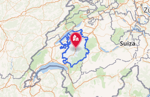 Mapa que muestra la localización del cantón de Friburgo en Suiza