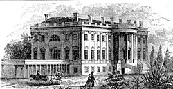 Grabado histórico de la Columnata Oeste de Jefferson