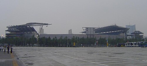 Vista exterior del Estadio del Centro Deportivo Olímpico en Pekín.