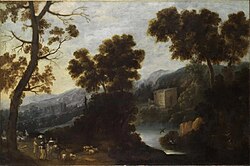 Paisaje con figuras de Ignacio de Iriarte, óleo sobre lienzo expuesto en el Museo de Bellas Artes de Bilbao.