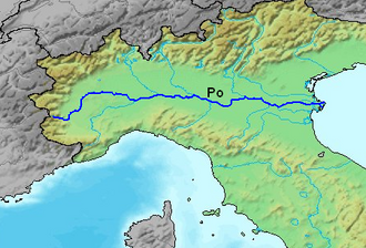 Representación gráfica del entorno geográfico del Po