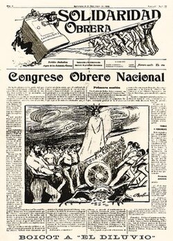 Primera página del ejemplar de Solidaridad Obrera del 4 de noviembre de 1910