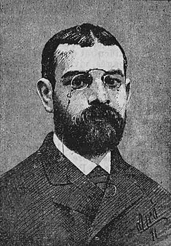 Caricatura de Clarín realizada por Ramón Miró en 1891