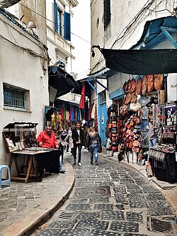 Calle comercial en la ciudad de Túnez