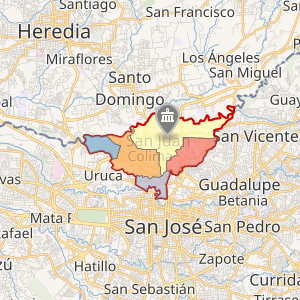Mapa de ubicación de la provincia de San José con el cantón de Tibás