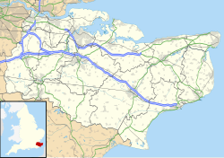 Mapa de ubicación de Hever en Kent
