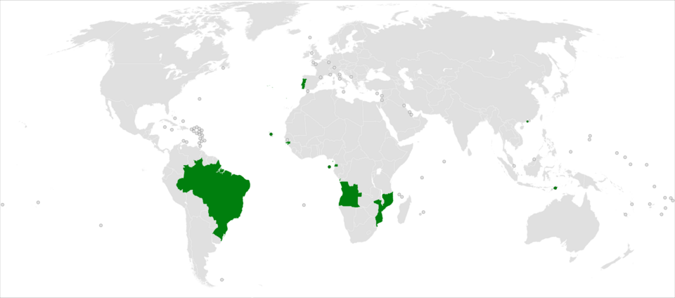 Mapa detallado de los países y territorios que integran el espacio lusófono
