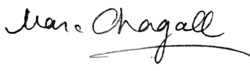 Firma y emblema biográfico de Marc Chagall