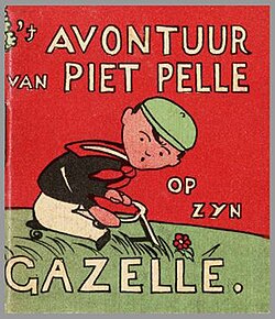 Ilustración de Piet Pelle en su bicicleta