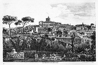 Grabado antiguo del monte Quirinal