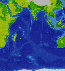 Mapa batimétrico del Océano Índico