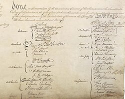 Detalle de las firmas autógrafas de los delegados constitucionales.