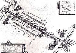 Esquema del Puente Farnesio sobre el Escalda