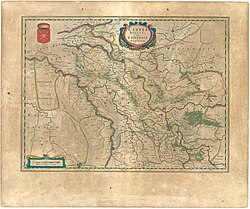 Mapa de Cléveris y Ravenstein por Willem y Joan Blaeu de 1645