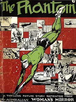 Ilustración clásica de la portada del número uno de The Phantom reimpreso por Australian Women's Mirror.