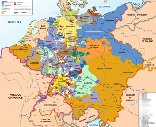Mapa del Sacro Imperio Romano Germánico en 1789