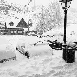 Paisaje nevado en Benasque en enero de 2017