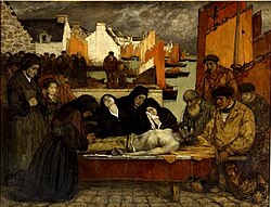 Au pays de la mer. Douleur o Les victimes de la mer, pintado por Charles Cottet entre 1908 y 1909.
