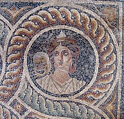 Representación de la musa Talía en un mosaico bizantino