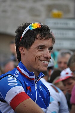 Sylvain Chavanel compitiendo en una prueba contrarreloj en 2011
