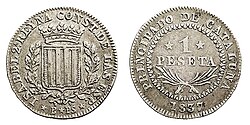 Peseta acuñada en Barcelona en 1837