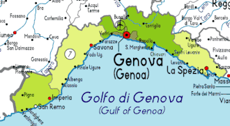 Mapa de Liguria y la Riviera italiana